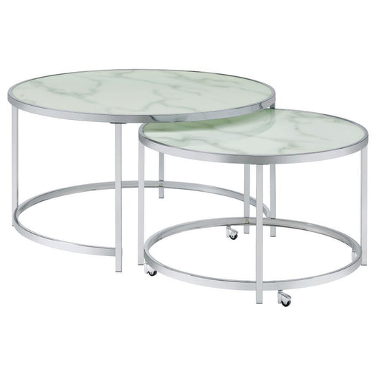 Lynn - 2 Piece Nesting Coffee Table - Pearl Silver