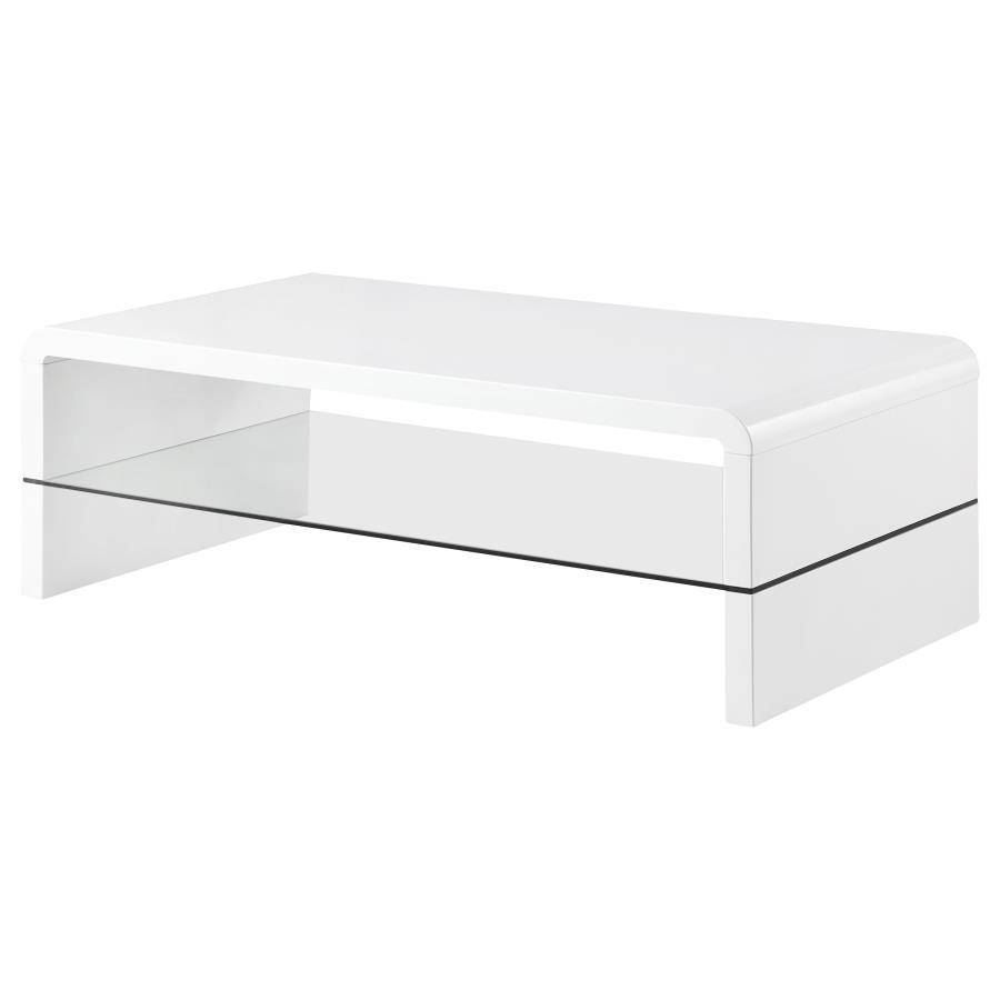 Airell - Rectangular Coffee Table With Glass Shelf - White