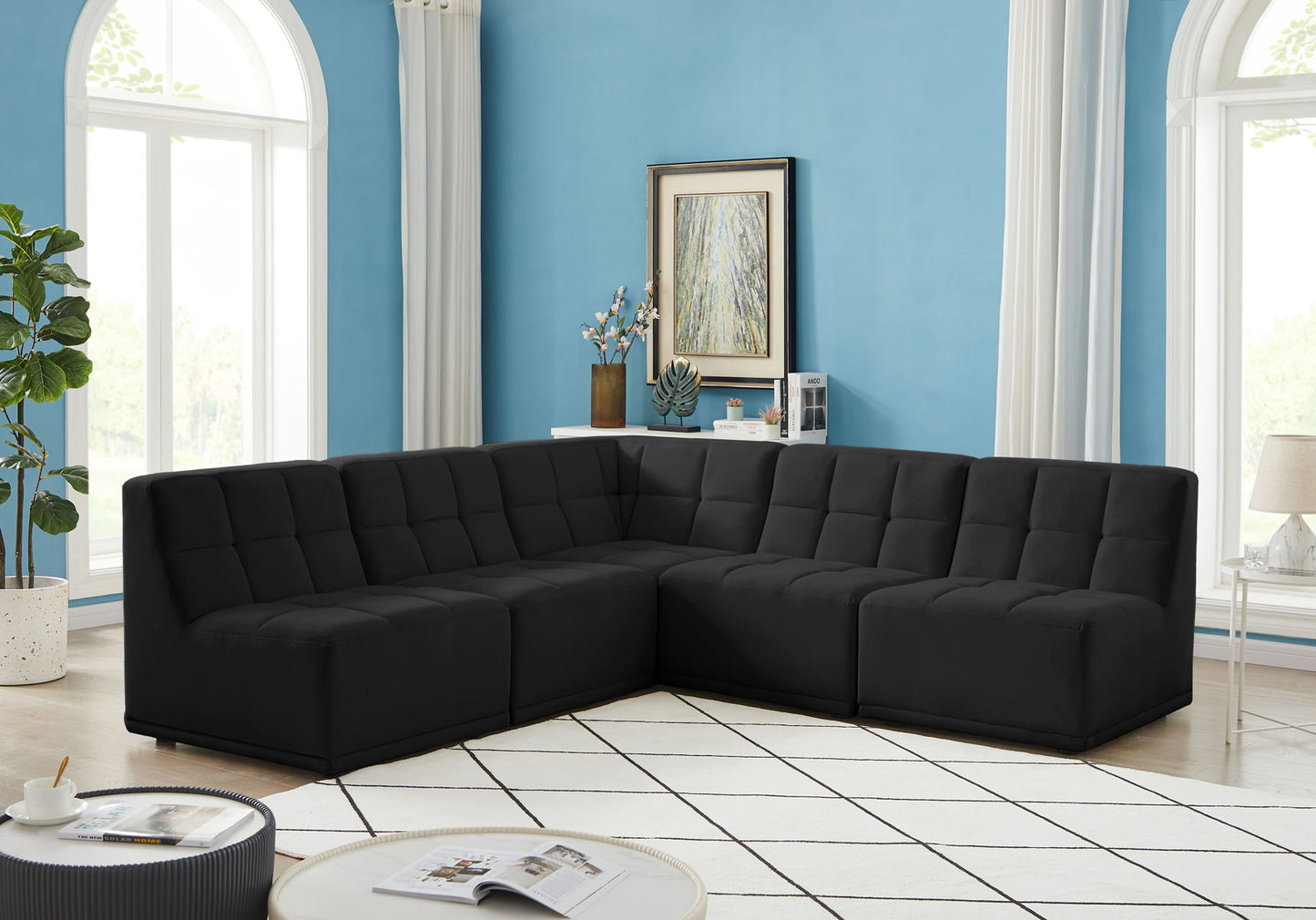 Relax - Modular Sectional 5 Piece - Black