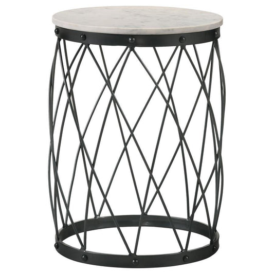 Tereza - Accent Table With Drum Contoured Base - White