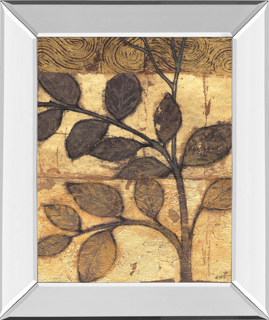 Bronzed Branches I By Norman Wyatt, Jr. - Mirror Framed Print Wall Art - Dark Brown