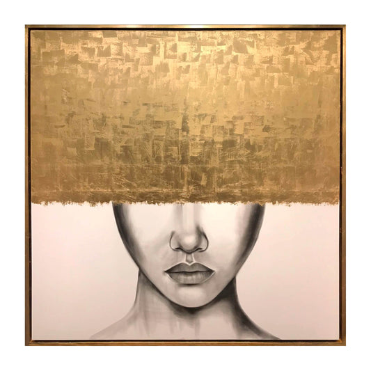71" x 71" Hand Painted Gold Streak Woman