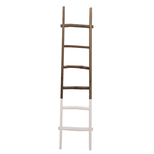 Wooden Decorative 2-Tone Ladder 76" - White