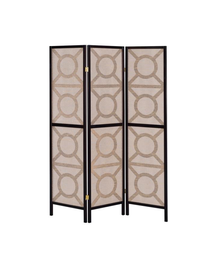 Vulcan - 3-panel Geometric Folding Screen - Brown