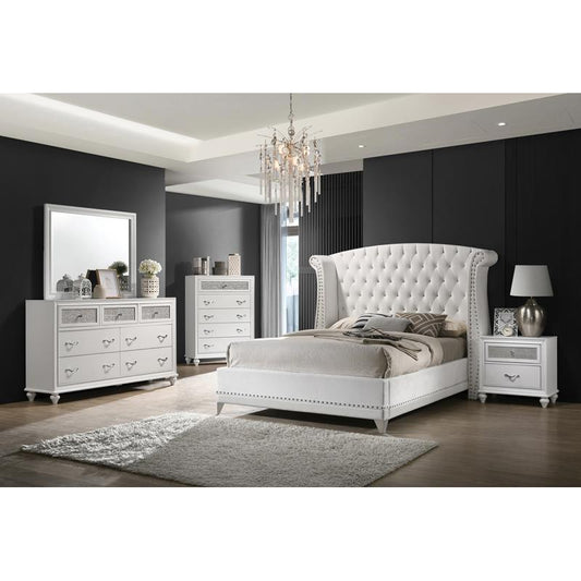 Barzini - 4 Piece Upholstered Bedroom Set - White