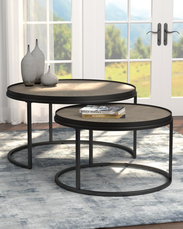Rodrigo - 2-piece Round Nesting Tables - Brown