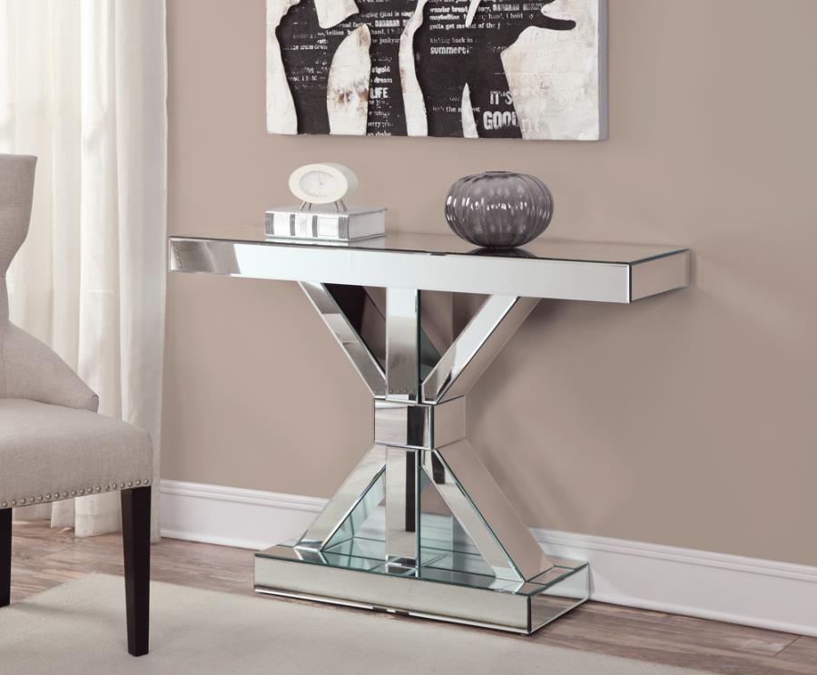 Lurlynn - X-Shaped Base Console Table - Pearl Silver