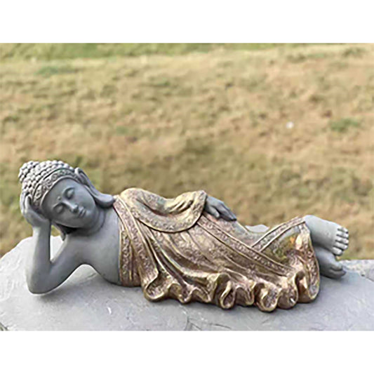 Laying Buddha - Gray / Gold