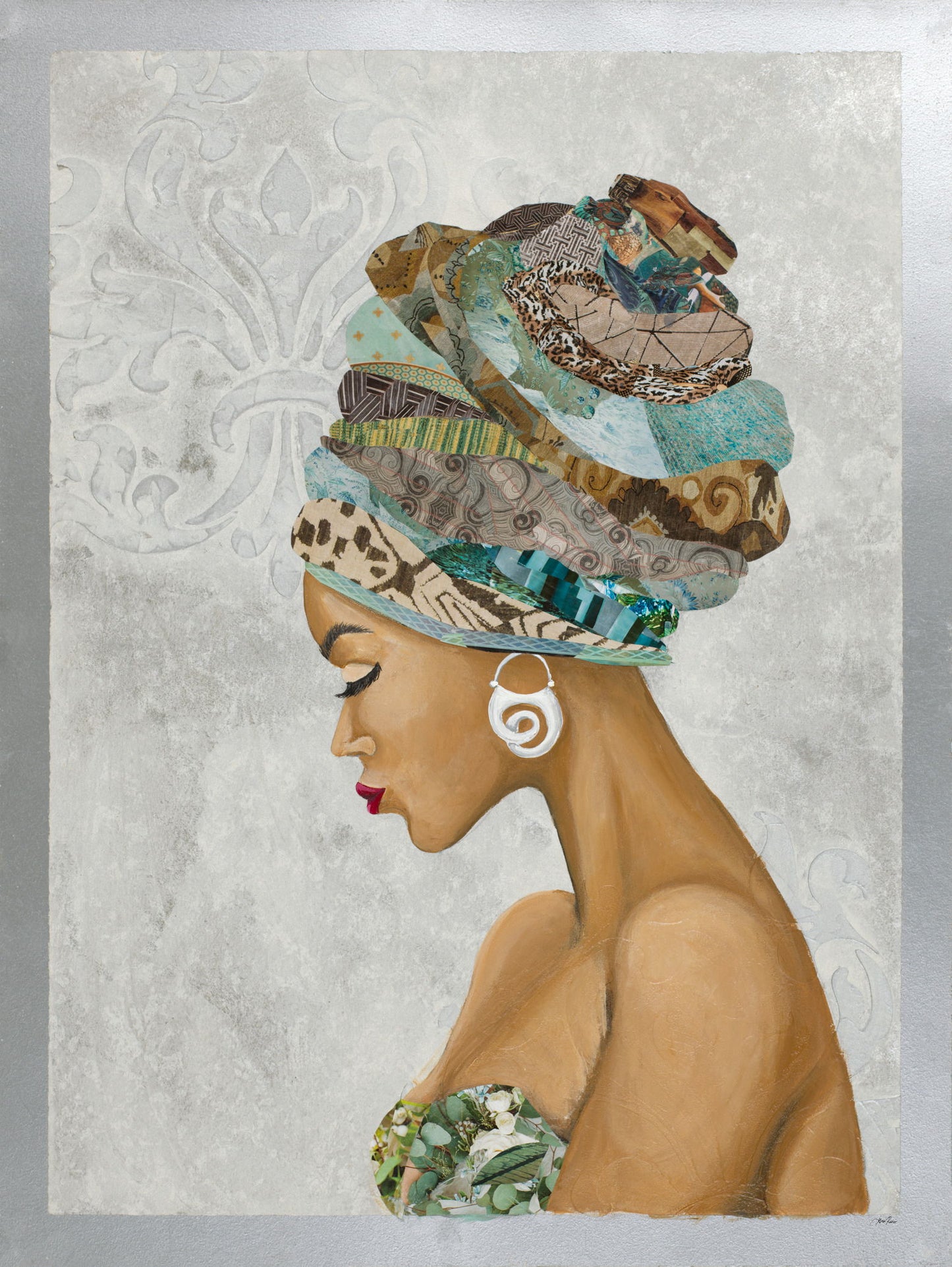 Framed - African Goddess On Silver By Gina Ritter