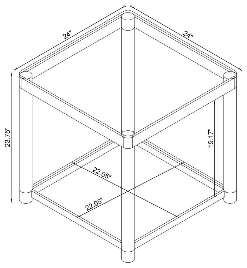 Anne - Claude End Table With Lower Shelf Chrome And - Clear