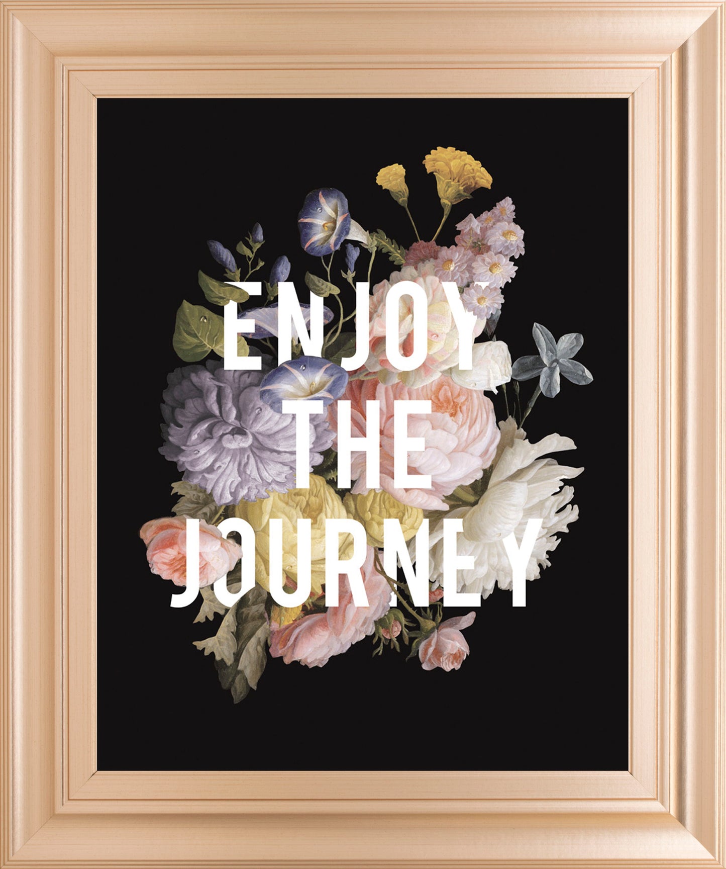 Floral Sentiment II Black By Wild Apple Portfolio - Framed Print Wall Art