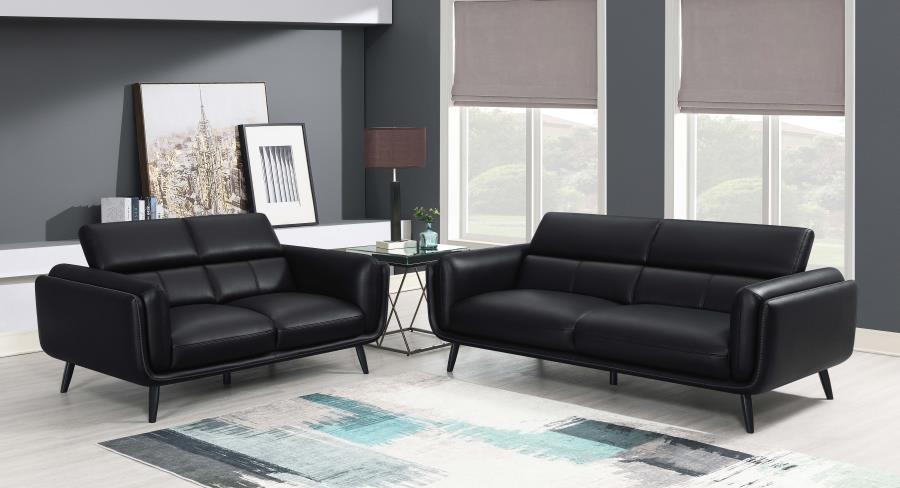 Shania - 2 Piece Living Room Set (Sofa And Loveseat) - Black