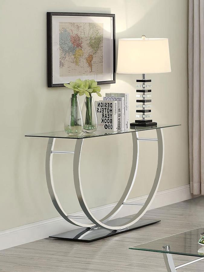 Danville - U-shaped Sofa Table - Pearl Silver