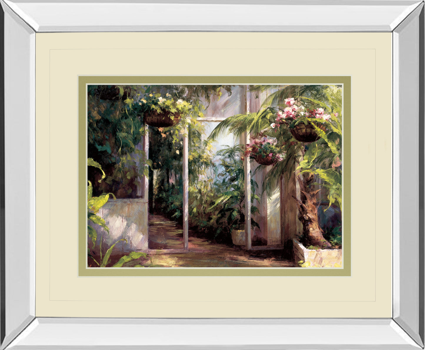 Atriums First Light I By Hali - Mirror Framed Print Wall Art - Green