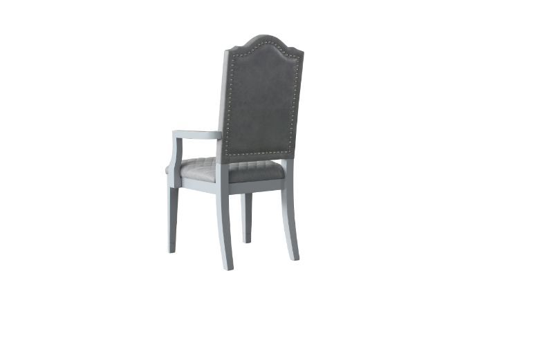 House - Marchese Chair (Set of 2) - Two Tone Gray Fabric & Pearl Gray Finish