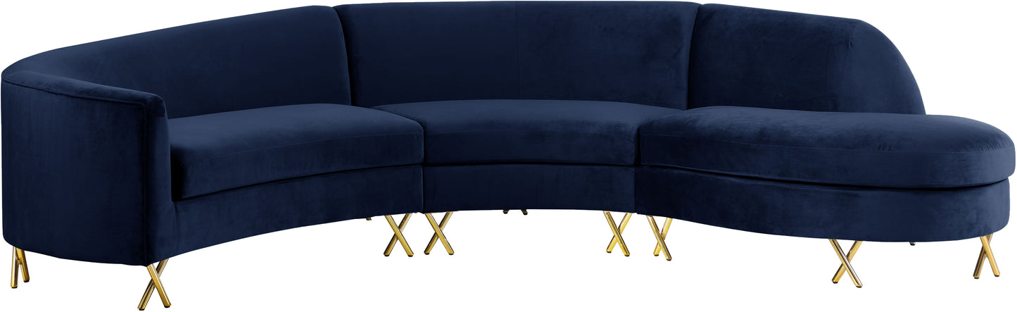 Serpentine Velvet 3 piece - Sectional