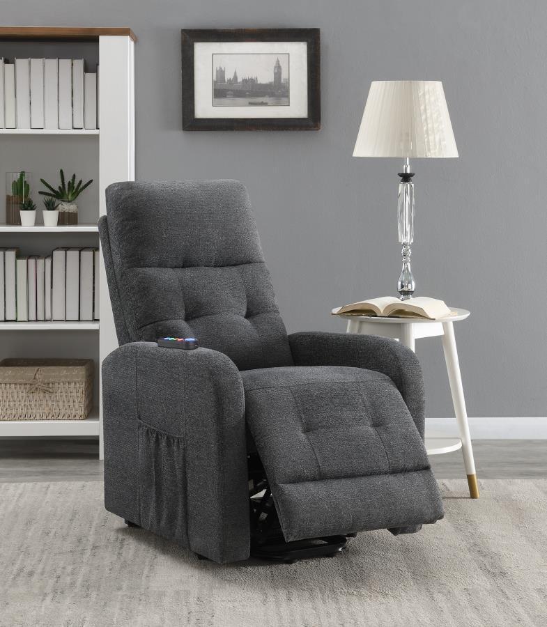 Howie - Tufted Upholstered Power Lift Recliner - Gray