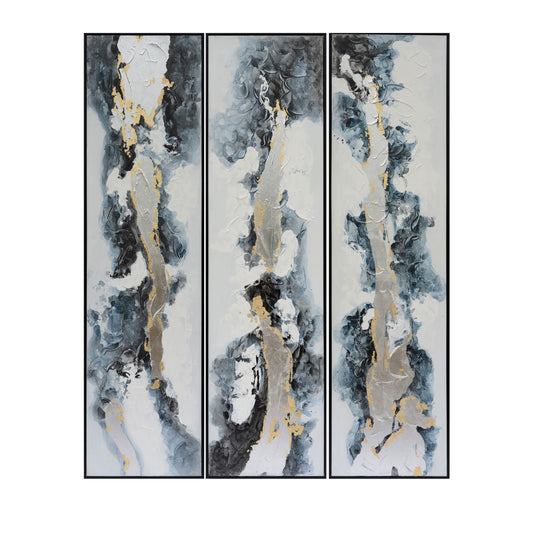 Abstract Oil Painting 86 x 23" (Set of 3) - Multi