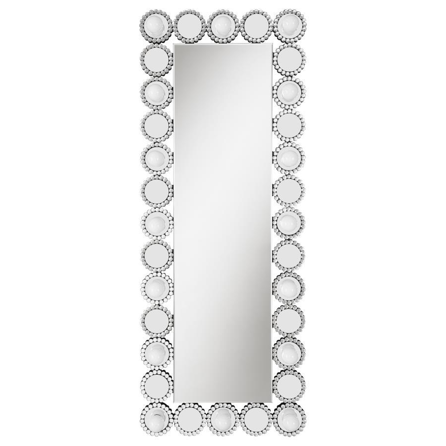 Aghes - Accent Mirror With 16 Led Lights - Pearl Silver