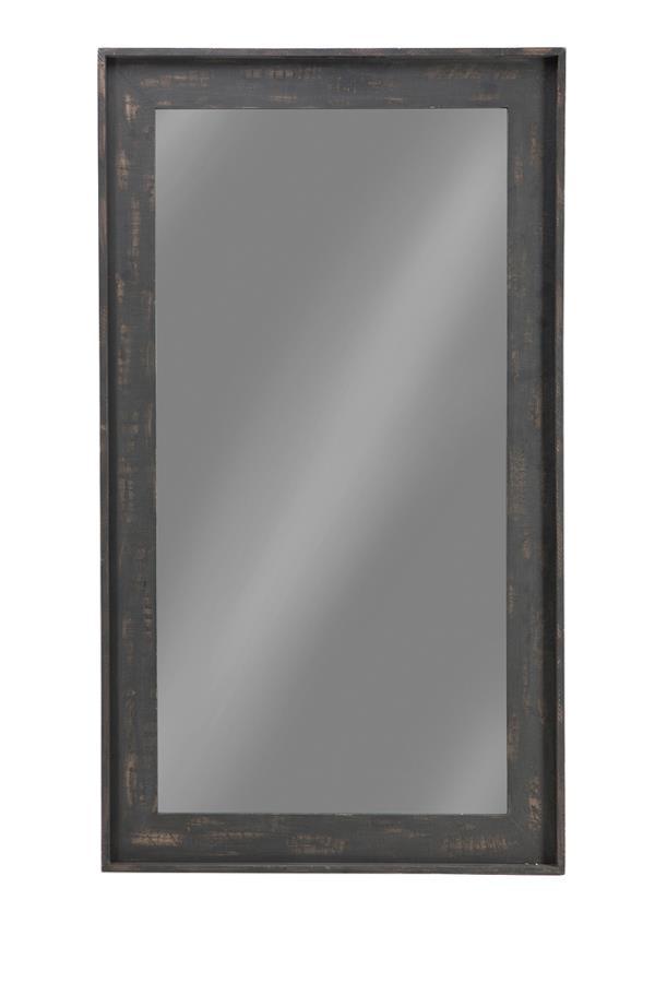 Cragen - Rectangle Bold Contoured Frame Floor Mirror - Gray