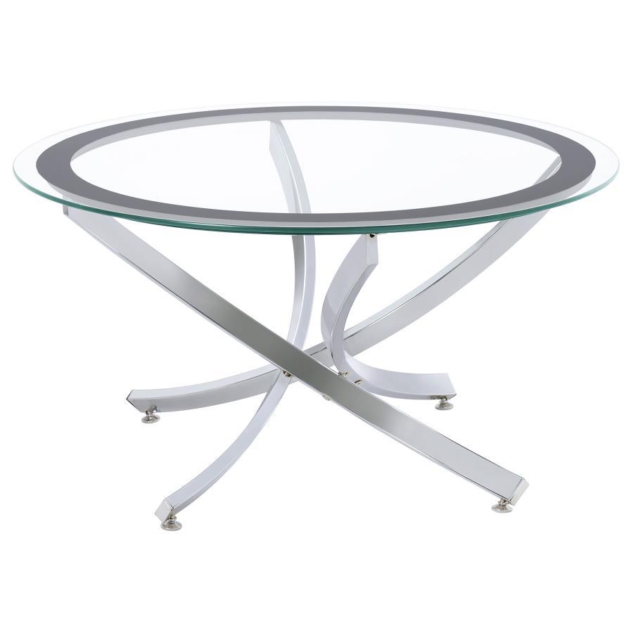 Brooke - Glass Top Coffee Table - Pearl Silver