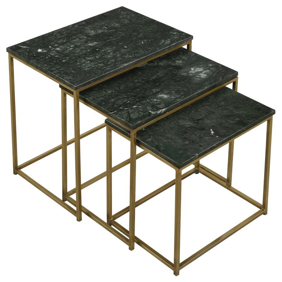 Caine - 3 Piece Marble Top Nesting Tables - Green