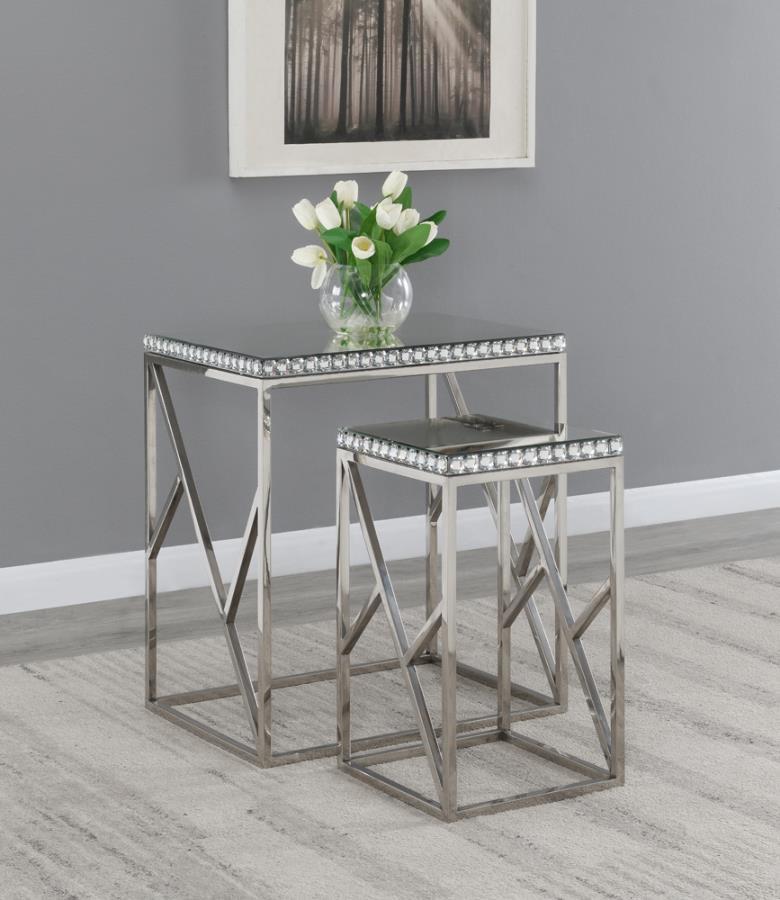 Betsy - 2-Piece Mirror Top Nesting Tables - Pearl Silver