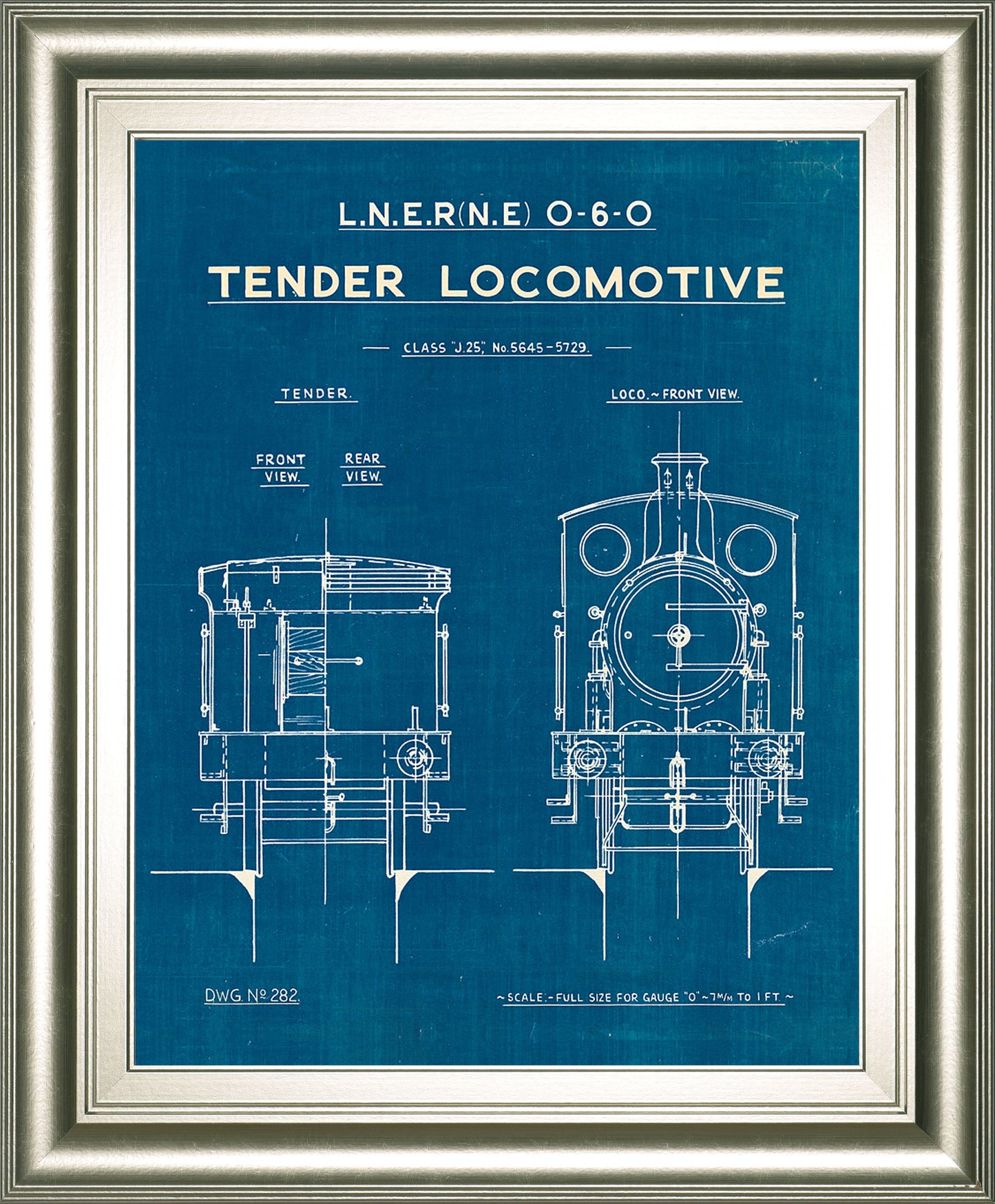 Locomotive Blueprint III By Wild Apple Portfolio - Framed Print Wall Art
