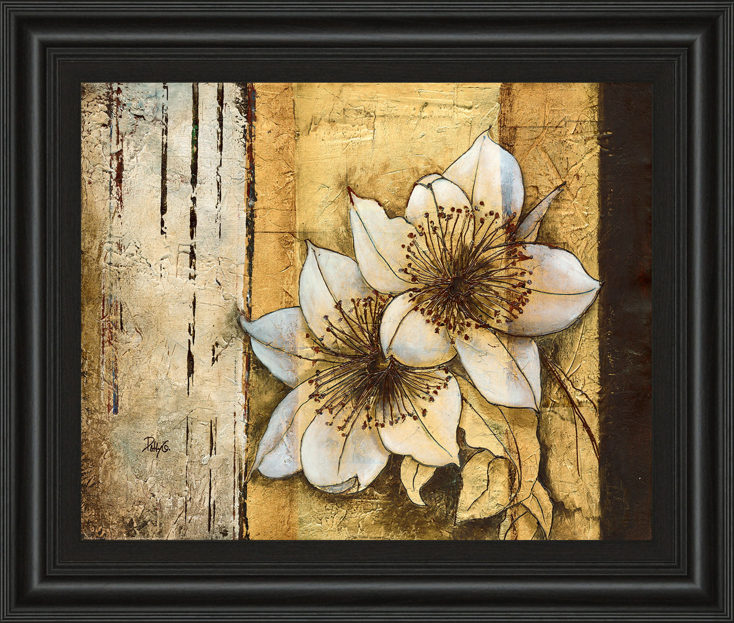 Exotic On Gold I By Patty Q - Framed Print Wall Art - Yellow