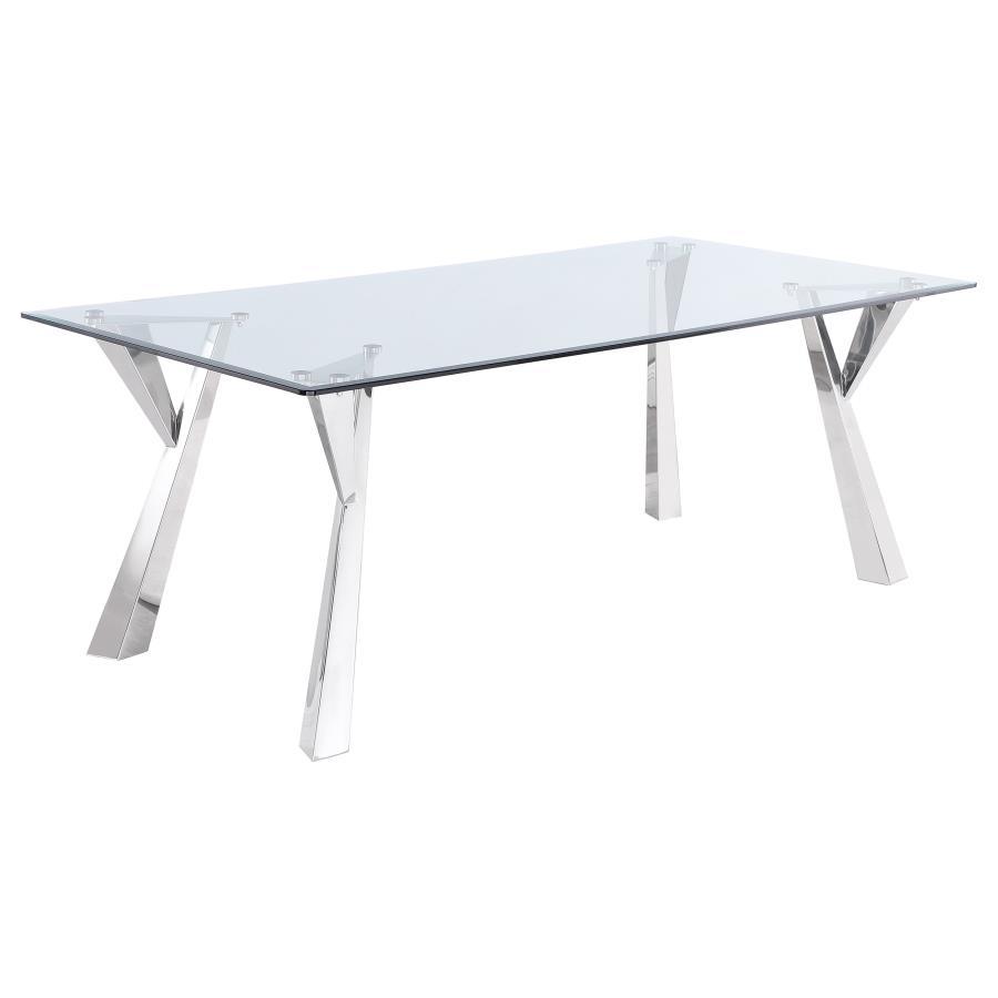 Alaia Round Glass Top Dining Table Clear and Chrome