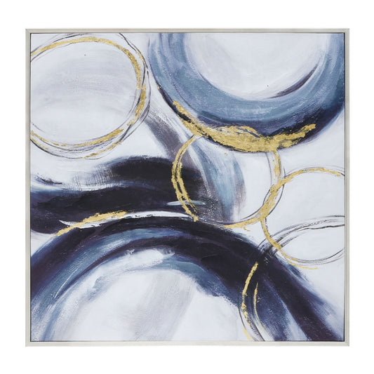 Hand Painted Circles Canvas 40 x 40" - Blue