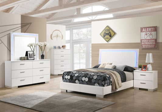 Felicity - Full Bed 5 Piece Set - White - Wood