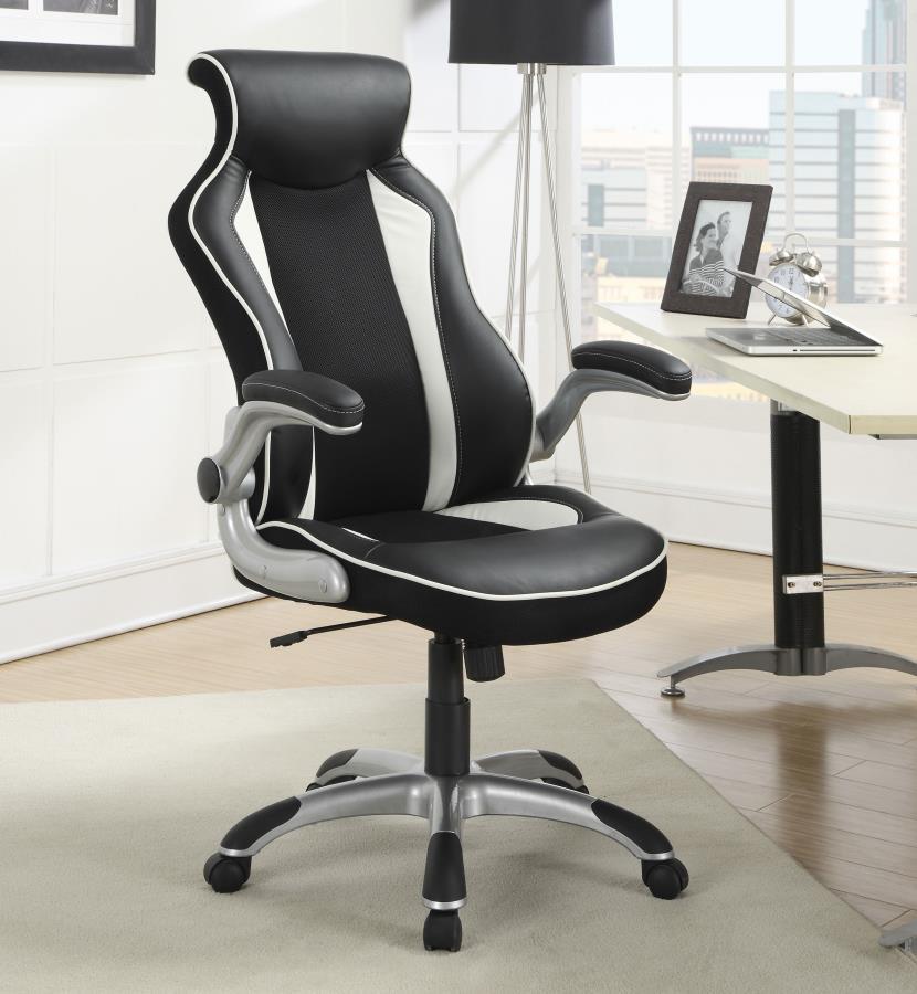 Dustin - Adjustable Height Office Chair - Black And - White