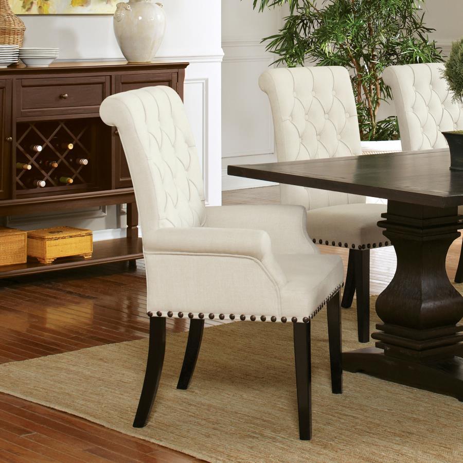 Mapleton - Tufted Back Upholstered Arm Chair - White