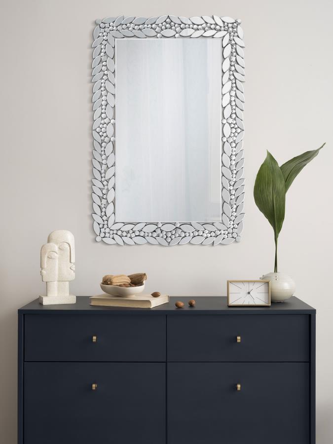 Cecily - Accent Mirror With Vine-inspired Frame - Pearl Silver