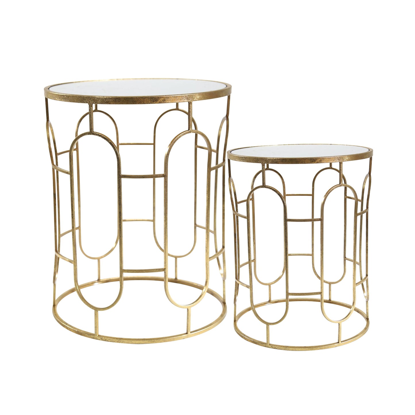 Mirrored Round Accent Tables 24 / 20" (Set of 2) - Gold