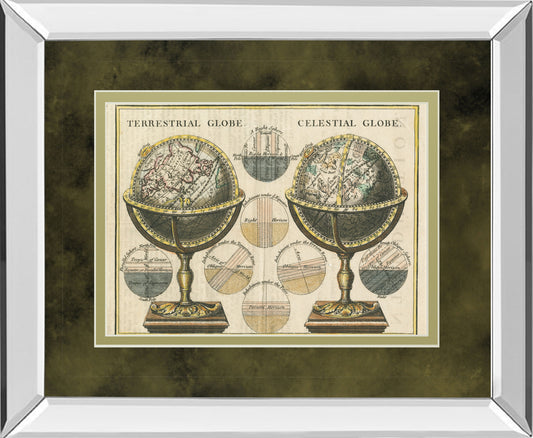 Antique Globes By Wild Apple Portfolio - Mirror Framed Print Wall Art - Green