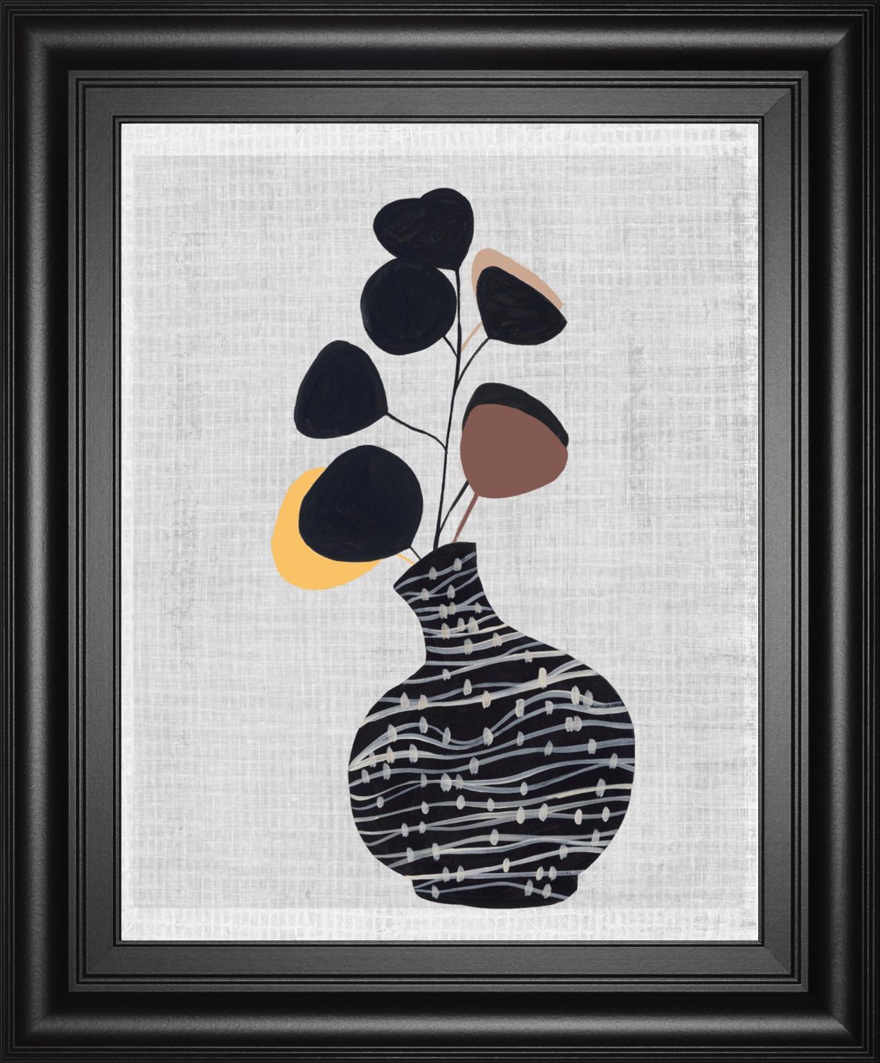Decorated Vase with Plant I By Melissa Wang 22x26 - Black