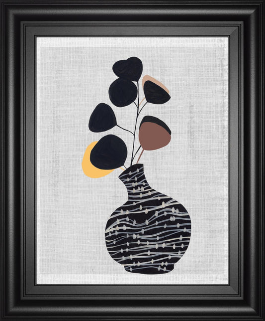 Decorated Vase with Plant I By Melissa Wang 22x26 - Black
