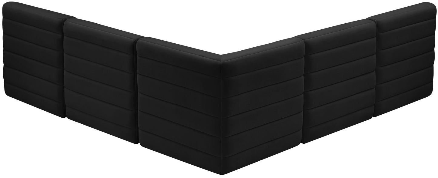 Quincy - Modular Sectional -5 pcs. Black  Velvet Modern & Contemporary