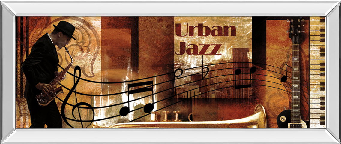 Urban Jazz By Robert P. - Mirrored Frame Wall Art - Dark Brown