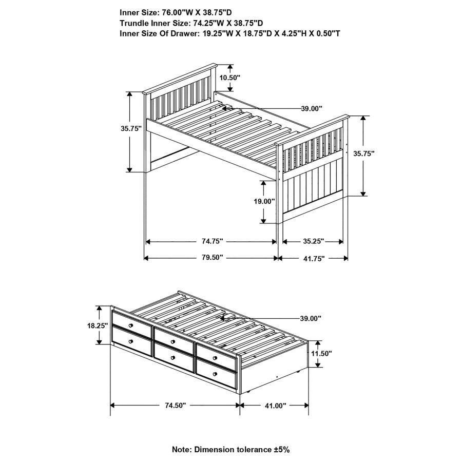 Coaster - Captain’s Daybed with Storage Trundle