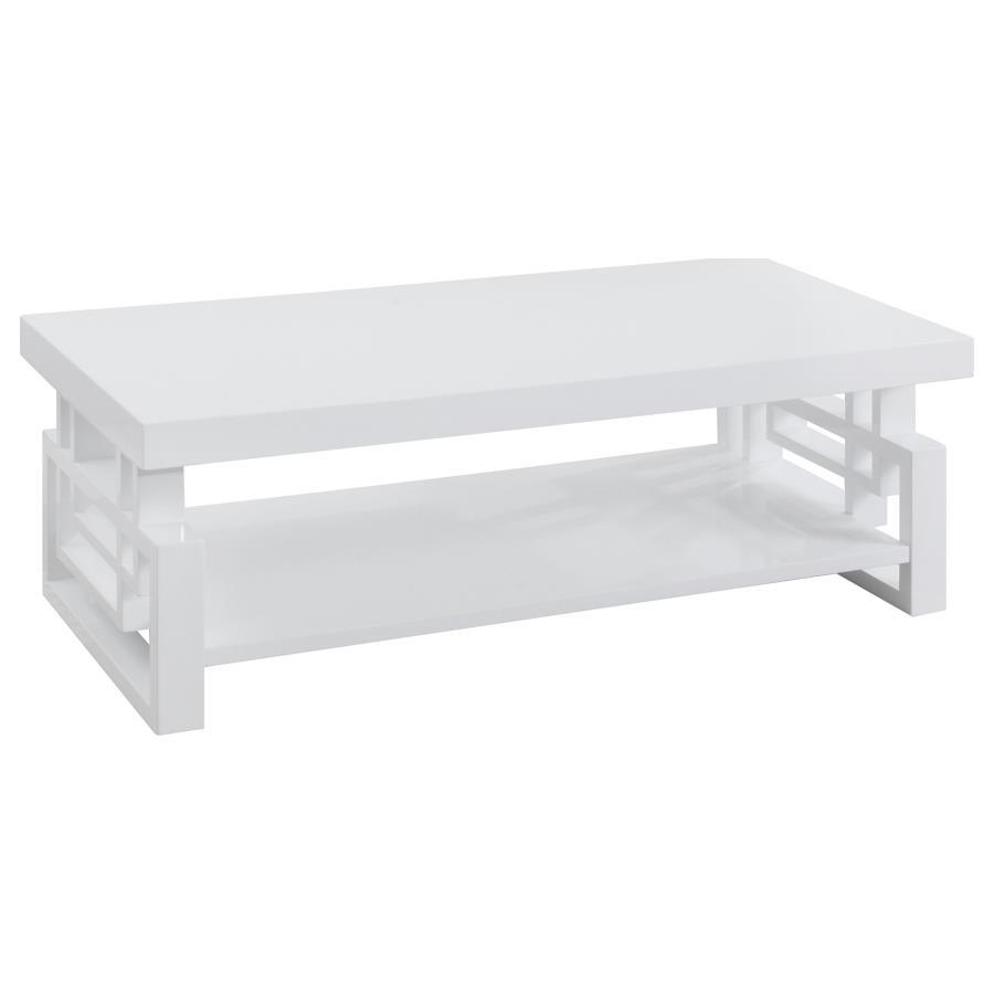 Schmitt - Rectangular Coffee Table With Geometric - Design - White