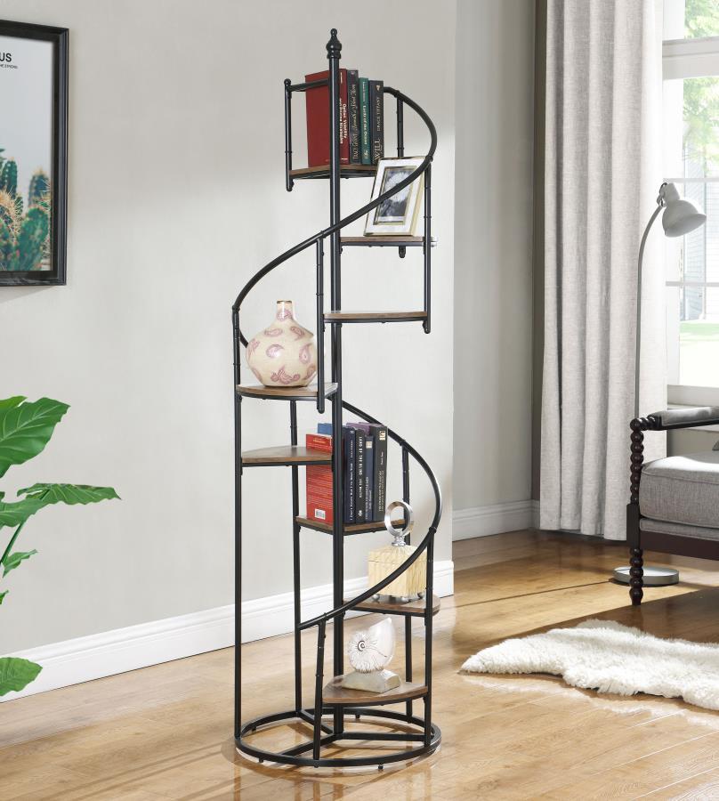 Roseglen - 8-Shelf Staircase Bookcase - Black