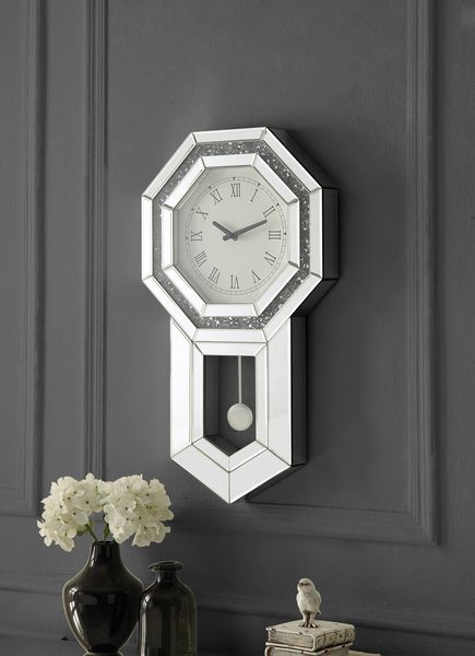 Noralie - Wall Clock - Mirrored & Faux Diamonds - 28"