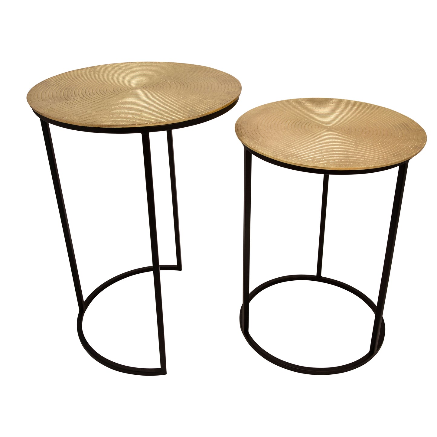 Metal Round Side Table 20 / 23" (Set of 2) - Gold / Black