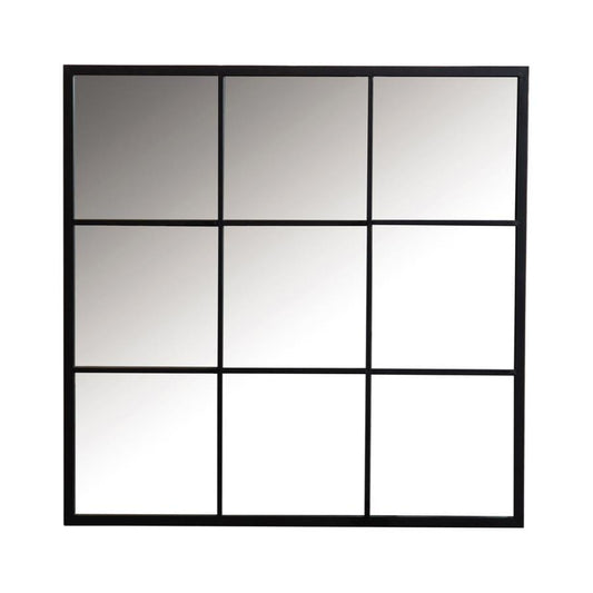 Quetzal - Square Window Pane Wall Mirror - Black