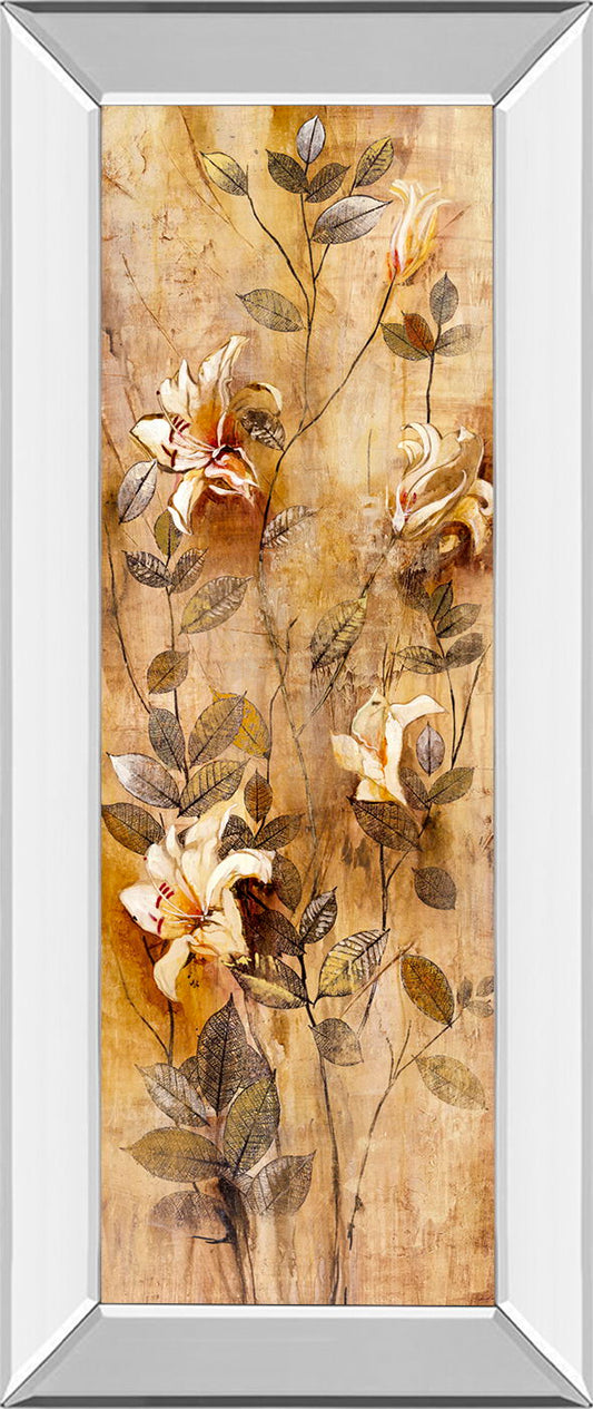 Candlelight Lilies I By Douglas - Mirror Framed Print Wall Art - Beige