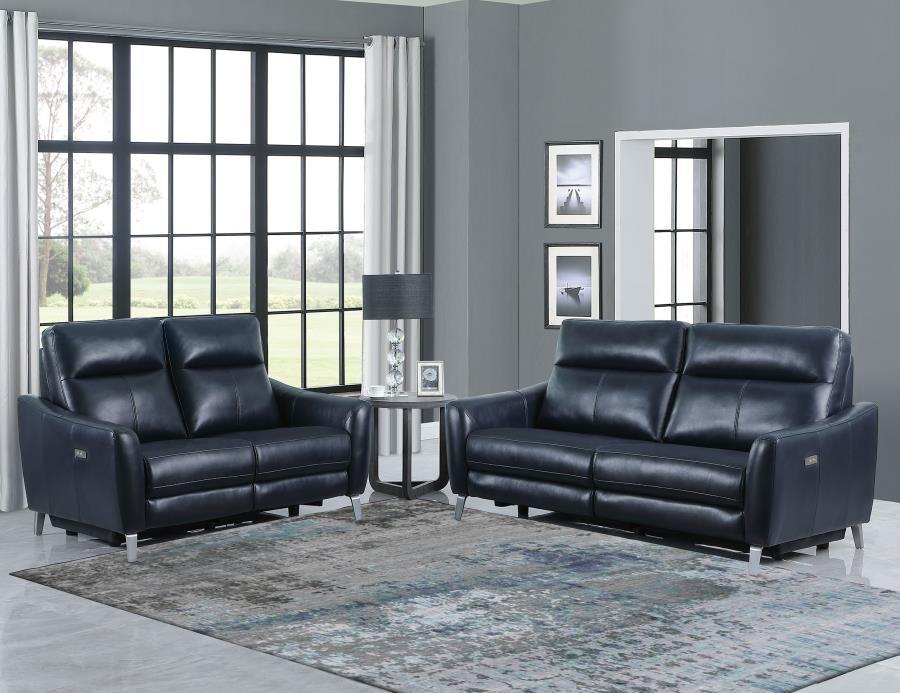 Derek - 2 Piece Power Reclining Living Room Sets - Blue