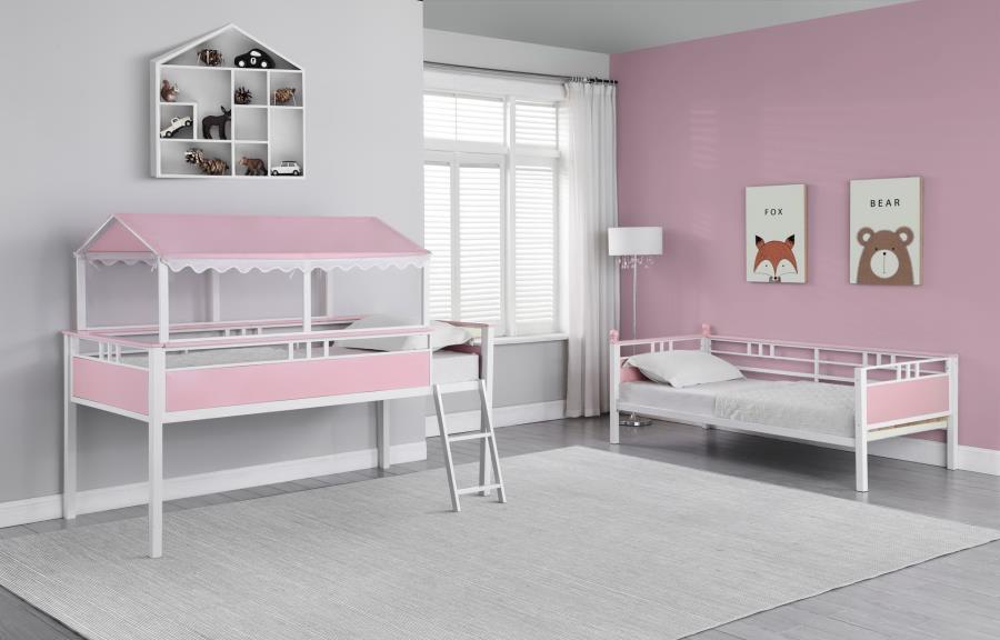 Alexia - Twin over Twin Workstation Bunk Bed - Pink